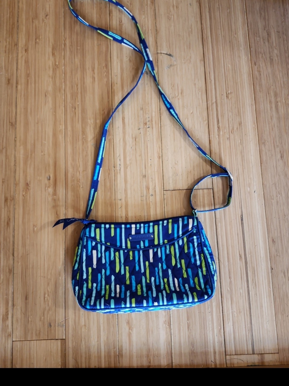 Vera Bradley Katalina Showers Crossbody Purse Blue/Green/Yellow 9x6x2.5;Drop24